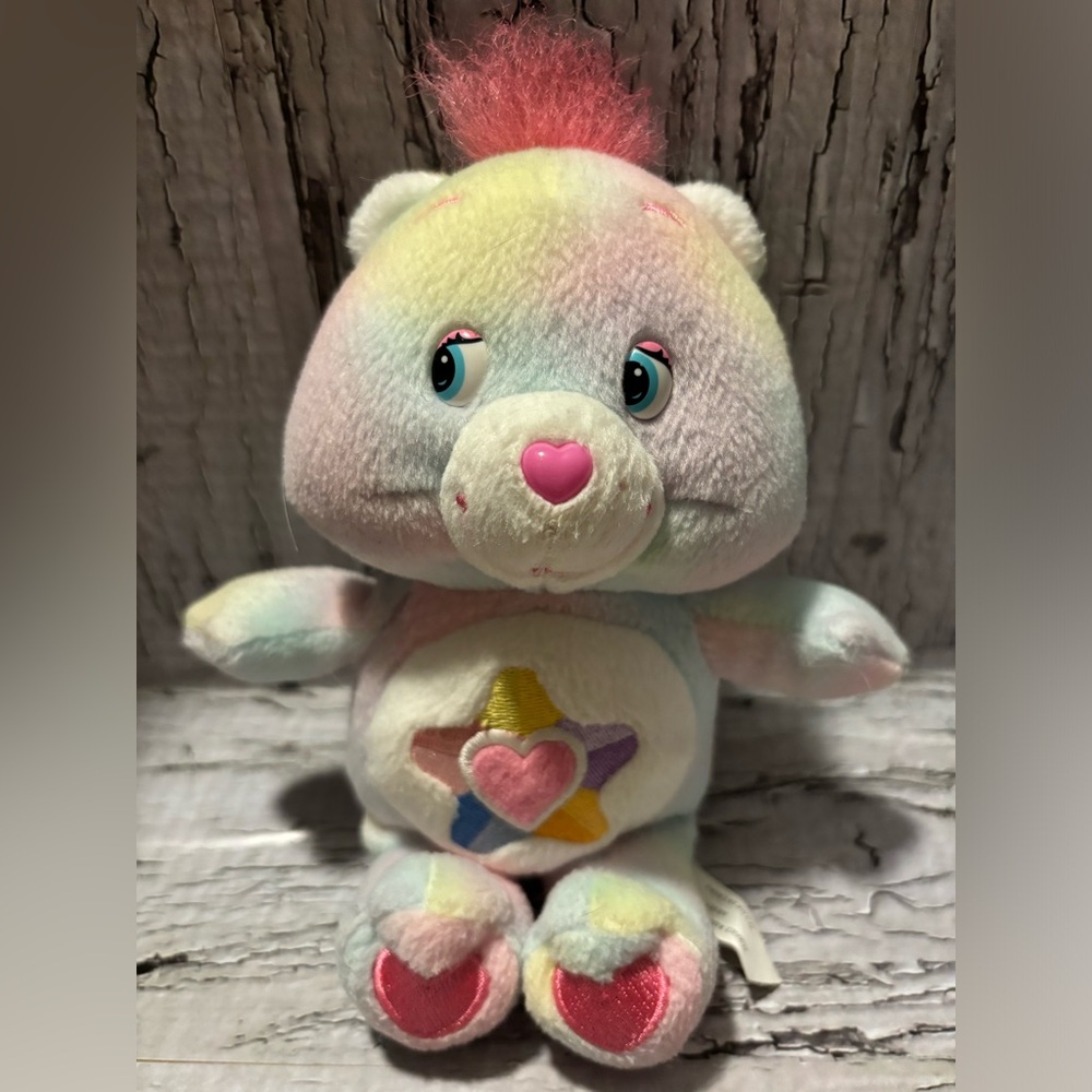 Care Bears Talking True Heart Bear Pastel Rainbow Tie-Dye Plush 2005